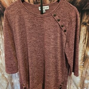 Southern Lady Maroon Button-Detail Top